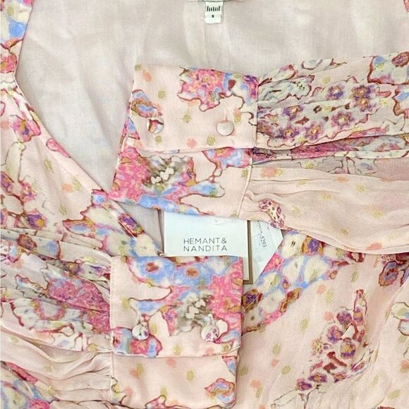 HEMANT & NANDITA Floral Print Button-Front Minidress size S - Picture 16 of 16